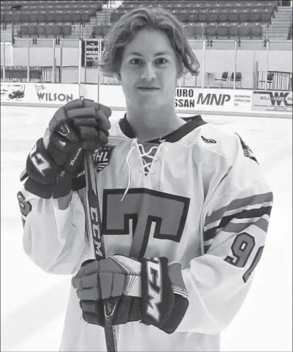  ??  ?? Marc Aucoin is a promising 18-year-old rookie defenceman with Truro Bearcats of the Maritime Hockey League.
