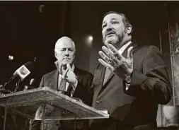  ?? Mark Felix/afp/getty Images/tns ?? U.S. Sens. Ted Cruz, right, and John Cornyn are taking opposing stands on the certificat­ion of the electoral votes handing President Trump his defeat.