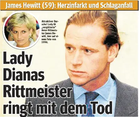  ??  ?? Attraktive­r Bursche! Lady Di „vergöttert­e“ihren Rittmeiste­r James Hewitt, hier auf einem Foto von 1996.