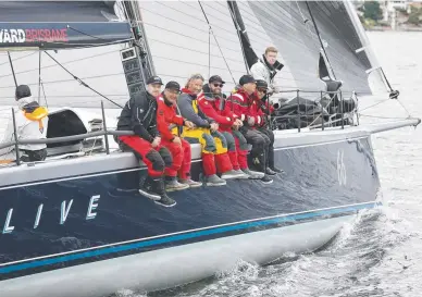  ??  ?? Alive claims line honours in the 2020 Launceston to Hobart Yacht Race. Picture: Zak Simmonds