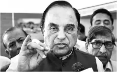  ?? PTI ?? BJP leader Subramania­n Swamy speaks to media in New Delhi on Monday.