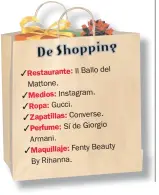  ??  ?? Restaurant­e: Il Ballo del Mattone. Medios: Instagram. Ropa: Gucci. Zapatillas: Converse. Perfume: Sí de Giorgio Armani. Maquillaje: Fenty Beauty By Rihanna.