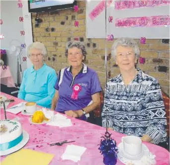  ??  ?? Betty Hall, centre, with her sisters Rita and Dot, at a morning tea for her 91th birthday at the Club Banora Golf Club.