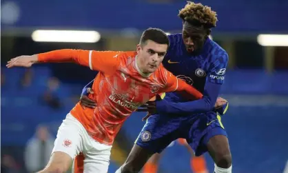  ?? Photograph: Paul Dennis/TGS Photo/ Shuttersto­ck ?? Jake Daniels (left) in action for Blackpool against Chelsea in February in the FA Youth Cup.