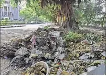  ??  ?? In the absence of upkeep, the parks are filled with garbage (above). The buildings in Khel Gaon follow the concept of ‘low rise, low density’, wherein a three-storey building is just 11m tall (right).