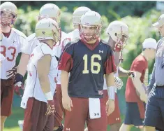  ?? STAFF PhoTo BY TED FITZGERALD ?? NAME OF THE GAME. BC quarterbac­k Troy Flutie (nephew of Doug Flutie) works out at practice this week.