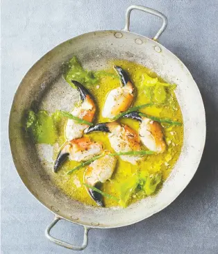  ?? PHOTOS: ANITA MURPHY AND ZANIA KOPPE/PHAIDON ?? “Crab is such an important product for us,” says Jp Mcmahon. In this dish, the Irish chef and author pairs the shellfish with samphire, a.k.a. sea beans, and sea lettuce.