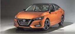  ?? NISSAN ?? The 2020 Nissan Sentra has a sportier motif thanks to new front and rear designs and some two-tone paint offerings that make the layout even snazzier.