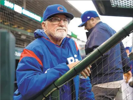  ?? Chris Sweda Chicago Tribune ?? JOE MADDON, who manned the dugout at Wrigley Field for the last five seasons, turned things around at Tampa Bay and Chicago.