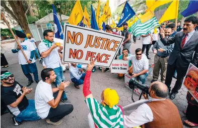  ??  ?? Sikhs for
Justice protest near the UN headquarte­rs on Aug. 15, India’s Independen­ce Day, highlighti­ng the human rights abuses of Sikhs in Punjab.