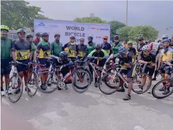  ??  ?? A cross section of cyclists at the World Bicycle day celebratio­n in Lagos