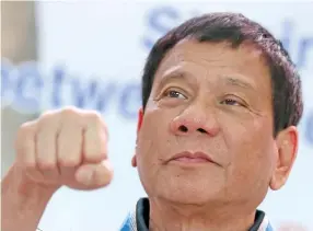  ??  ?? Philippine­s President Rodrigo Duterte.