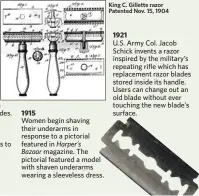  ??  ?? King C. Gillette razor Patented Nov. 15, 1904