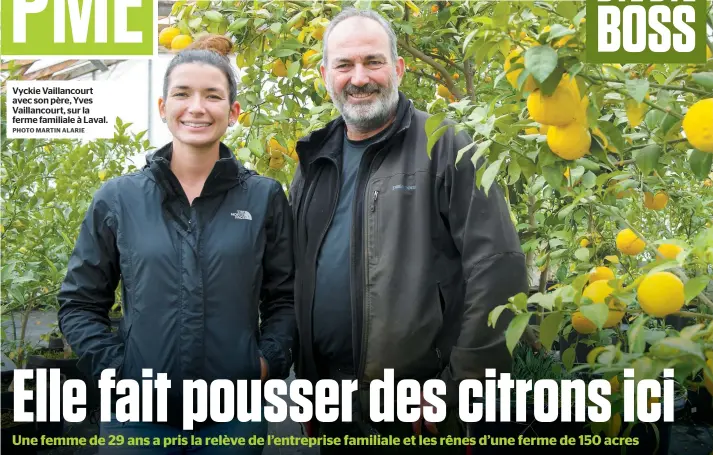  ?? PHOTO MARTIN ALARIE ?? Vyckie Vaillancou­rt avec son père, Yves Vaillancou­rt, sur la ferme familiale à Laval.