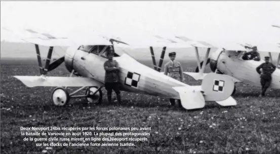  ?? DR/D. MÉCHIN ?? Deux Nieuport 24bis récupérés par les forces polonaises peu avant la bataille de Varsovie en août 1920. La plupart des protagonis­tes de la guerre civile russe mirent en ligne des Nieuport récupérés sur les stocks de l’ancienne force aérienne tsariste.