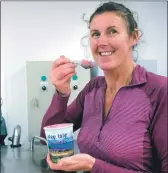  ??  ?? Emma Dennis samples bramble and whisky ice cream from her bramble jelly recipe.