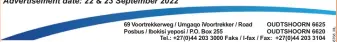  ?? Advertisem­ent date: 22 & 23 September 2022 ?? ACTING MUNICIPAL MANAGER