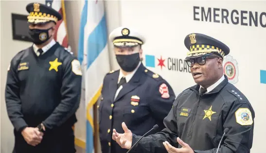  ?? PAT NABONG/SUN-TIMES FILE ?? Chicago Police Supt. David Brown offers a look ahead at the Police Department’s plans for the new year on Thursday.