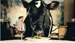  ??  ?? La vaca existencia­lista del film brasiler ‘Animal político’.