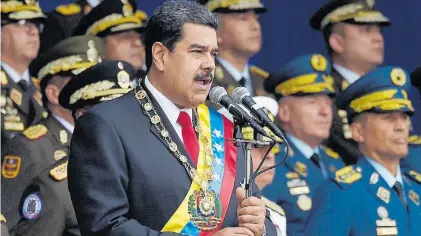  ?? AFP ?? Mensaje. El presidente Maduro durante un discurso en una reciente celebració­n oficial en Caracas.