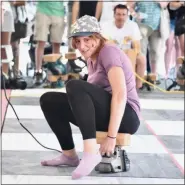  ?? JESI YOST — FOR MEDIANEWS GROUP ?? First-time competitor, Morgan Vandenberg, who has MS, traveled two hours from Bergen County, N.J. to race in the Bertie’s Inn 29th annual Belt Sander Race in Exeter.