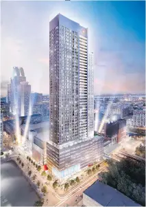  ?? ARTIST’S RENDERINGS
COURTESY OF CANDEREL ?? La Tour des Canadiens, Montreal’s first sports and entertainm­ent condominiu­m tower, rises 50 storeys and is being built in the heart of the city at the Bell Centre, home of the Montreal Canadiens.