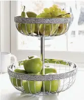  ??  ?? Harper gem 2-tier fruit bowl, £36, Next
This fantabulou­s fruit bowl from the new Harper Gem utensils range at Next will pimp up your pears, glam up your Golden Delicious and make everything taste that much sweeter.