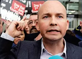  ??  ?? Triumphant: Solidarity TD Paul Murphy outside court yesterday