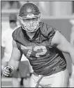  ?? NWA Democrat-Gazette file photo ?? Center Frank Ragnow will be limited this spring in an effort by Coach Bret Bielema to make Ragnow’s senior season pay off more lucrativel­y in the NFL Draft.