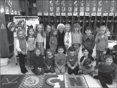  ?? Submitted photo ?? Mildred Smith, 100, visited a Kindergart­en Flex Class at Lakeside Primary School on the 100th day of school on Jan. 31. Smith shared stories of her elementary school, family and hobbies with students.