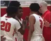  ?? THOMAS GASE — VALLEJO TIMES-HERALD ?? Vallejo High coach Andrew Johansen, far right, gives advice to Jaccari Brown (20), Daylan Johnson (3), along with Jeremiah King and Devin Johnson prior to the start of Vallejo’s game against San Ramon Valley.