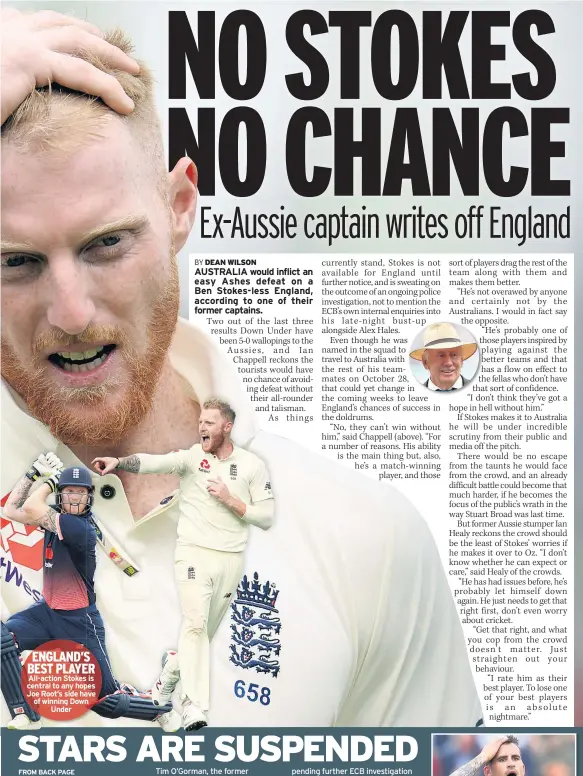  ??  ?? ENGLAND’S BEST PLAYER All-action Stokes is central to any hopes Joe Root’s side have of winning Down Under