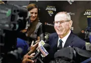  ?? BOB SELF / ASSOCIATED PRESS ?? TomCoughli­n no longer shows any interest in coaching, but his personnelm­oves have brought the Jaguars to the brink of the Super Bowl.