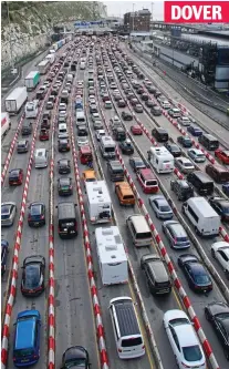  ?? ?? DOVER
Go slow: The queue for the ferry port yesterday