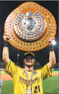  ?? Contribute­d photo ?? Monroe’s Thomas Milone helped lead the Brisbane Bandits to an Australian Baseball League championsh­ip in the winter of 2017.