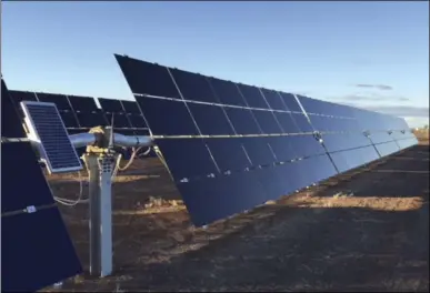  ??  ?? Rows of solar arrays stand at the ready to soak in the sun’s rays of the Mount Signal Solar Farms. Friday saw the ribbon-cutting of Mount Signal Solar 3, the second of three phases to be built in Calexico. When built to capacity, the Mount Signal project will be one of the largest in the country and produce nearly 800 megawatts. PHOTO RICHARD MONTENEGRO BROWN