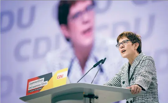  ?? (© CDU/Tobias Koch) ?? Unter der neuen Chefin Annegret Kramp-Karrenbaue­r rückt die CDU nach rechts.