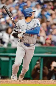  ?? Mitchell Layton/Getty Images ?? Shohei Ohtani of the Los Angeles Dodgers takes a swing in the ninth inning against the Washington Nationals at Nationals Park on Thursday in Washington, DC.