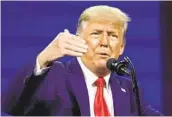  ?? JOHN RAOUX AP ?? Former president Donald Trump speaks at the Conservati­ve Political Action Conference on Sunday.