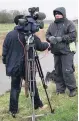  ??  ?? CAMERA FLY A TV crew interviewe­d us during a trip to the Fens