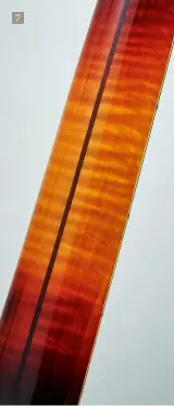  ??  ?? 7. Strongly figured twopiece maple neck with mahogany centre strip finished in sunburst. In 1961, this changed to a three-piece maple neck with mahogany centre strips as standard 7