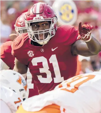  ?? VASHA HUNT/AP ?? Alabama linebacker Will Anderson Jr. (31) became the player he is today thanks to five older sisters.