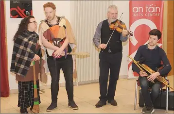  ??  ?? Gerry and Finnian O’Connor performing at the official launch of An Tain March in The Town Hall.