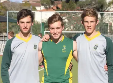  ?? Photo: Supplied ?? St Andrew’s hockey stars, from left, Luke Hobson, Ross Vides and Peter Tharratt.