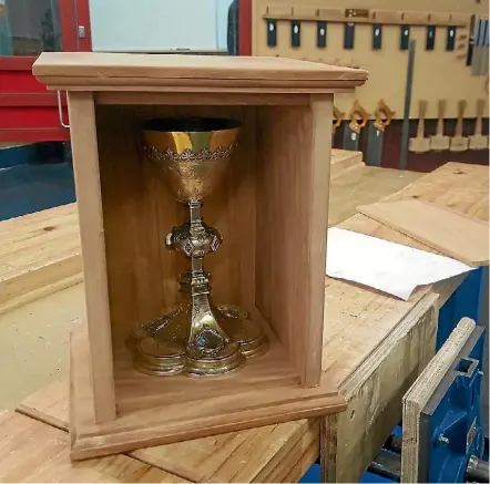  ??  ?? A special box has been built for the chalice to protect it on its journey to Belgium.