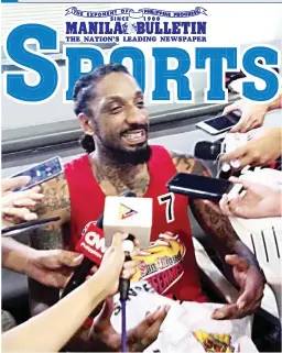  ??  ?? Renaldo Balkman talks with reporters after his first practice with the San Miguel Beermen last Wednesday. Balkman is set to make his debut today against the Alaska Aces in Dumaguete City. (Jonas Terrado)