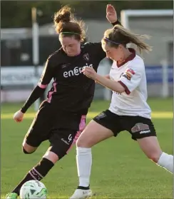  ??  ?? Jess Gleeson of Wexford clears from Galway’s Aislinn Meaney.