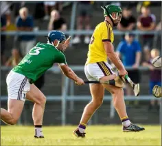  ??  ?? Conor McDonald scoring the second Wexford goal.