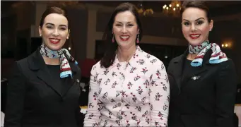  ??  ?? Ciara Burke, Naomi Fitzgibbon (Irish Cancer Society) and Roisin Lally at the 2018 Drogheda Daffodil Day Fashion Show at the Westcourt Hotel.