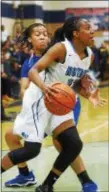  ?? KYLE FRANKO/ TRENTONIAN PHOTO ?? Notre Dame’s Eve Crawford (13) drives to the basket during Wednesday night’s game against Ewing.